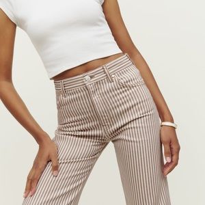 Reformation Cowboy Striped High Rise Straight Jeans